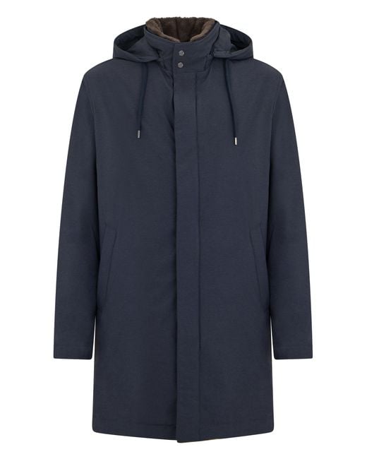 Herno Blue Windbreaker With Hood for men