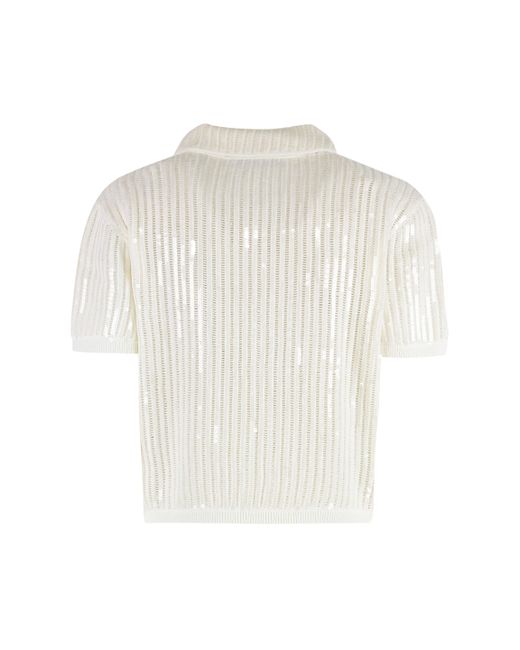 Self-Portrait White Knitted Top