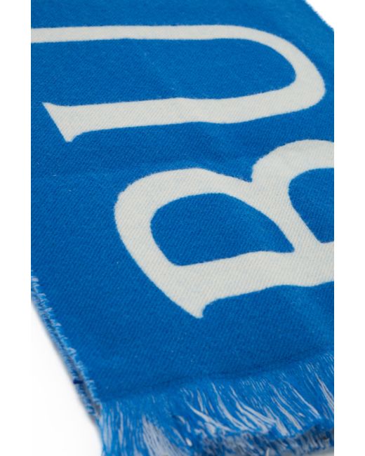Burberry Blue Wool Scarf With Writing