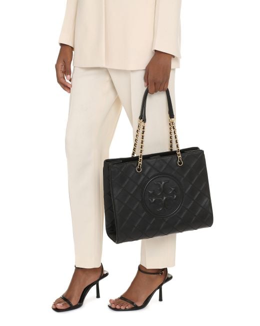 Tory Burch Black Fleming Leather Tote