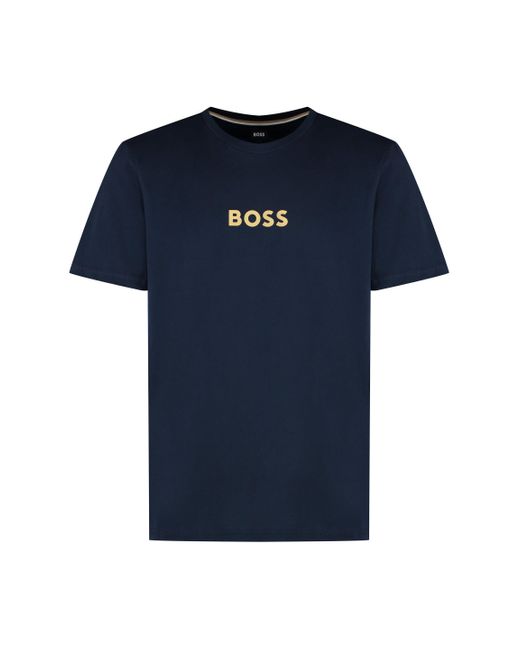 T-shirt girocollo in cotone di Boss in Blue da Uomo