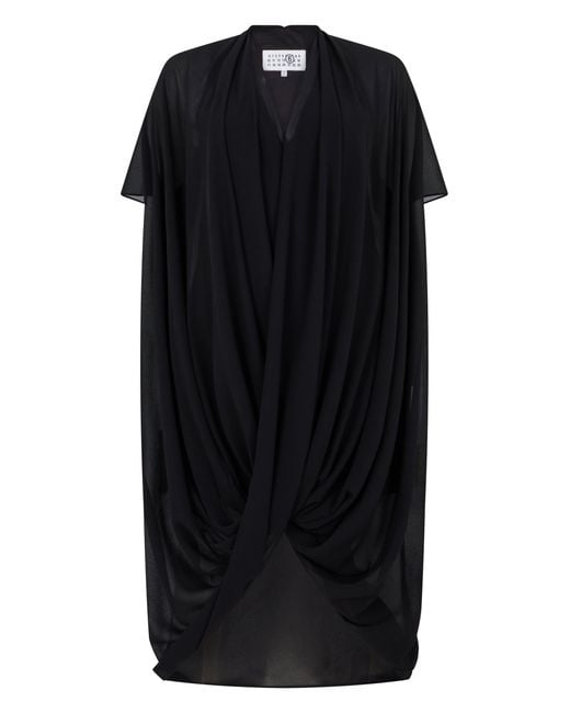MM6 by Maison Margiela Black Asymmetric Dress With Draping