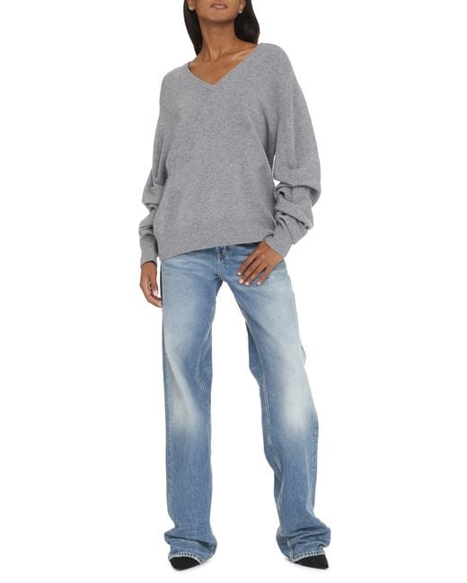 Tory Burch Gray V-Neck Knitwear