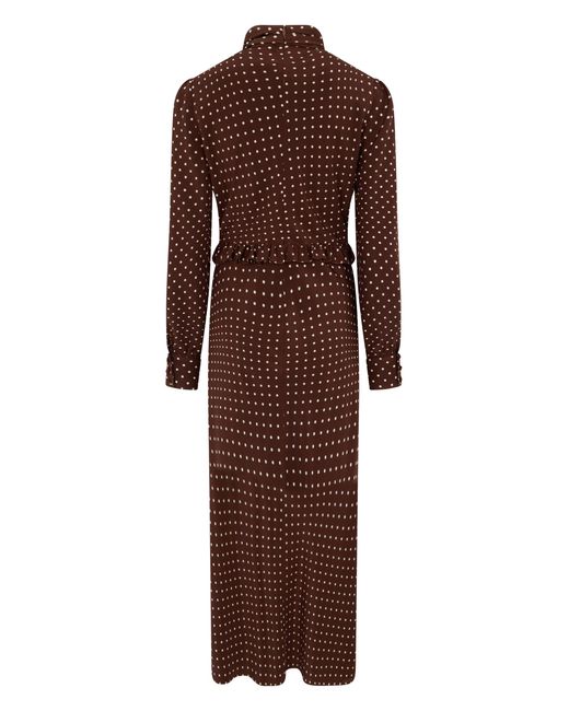 Alessandra Rich Brown Silk Dress With Dots
