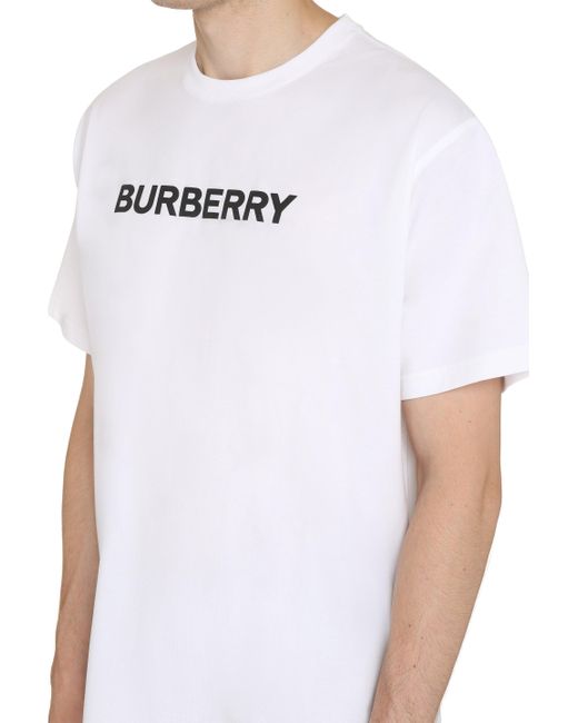 T-shirt girocollo in cotone di Burberry in White da Uomo