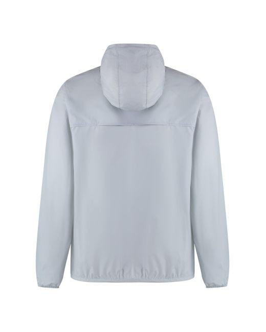 K-Way Blue Hooded Packable Nylon Jacket for men