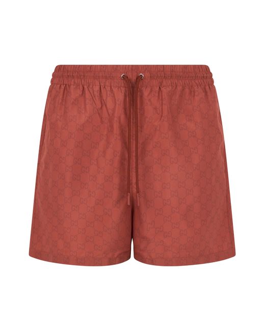 Gucci Red Swimsuit With Monogram Print for men
