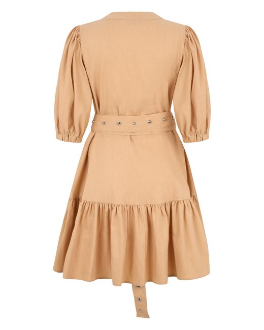 LES FILLES D'EVA Natural Stretch Linen Dress With Studs