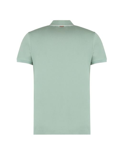 Zegna Green Short Sleeve Cotton Polo Shirt for men