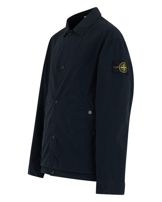 Stone Island Blue Jacket With Buttons for men