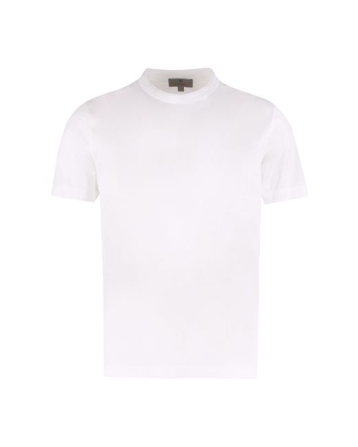 Canali White Cotton Crew-Neck T-Shirt for men