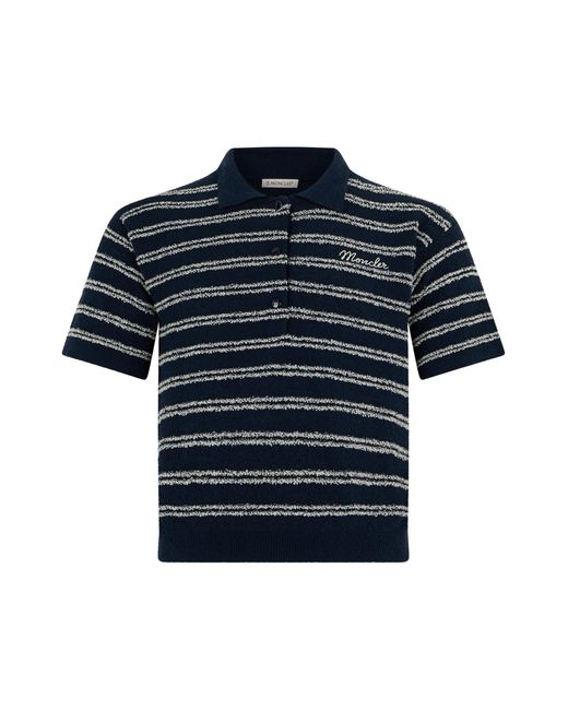 Moncler Blue Classic Short-Sleeve Striped Polo Shirt for men