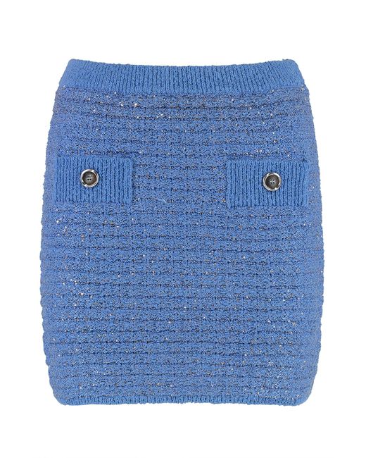 Pinko Blue Miletto Knitted Mini Skirt