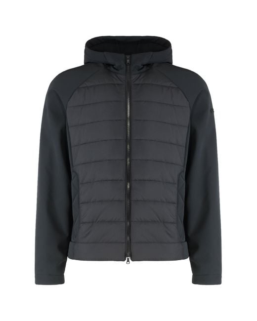 Paul & Shark Black Technical Fabric Hooded Jacket for men
