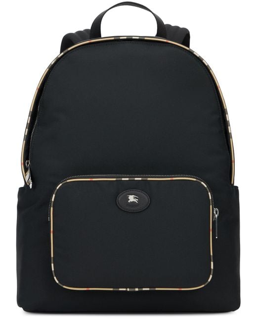 Burberry Black Backpack With Tartan Details for men