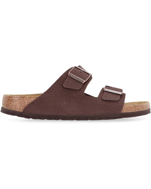 Birkenstock Brown Arizona Bs Leather Slides for men