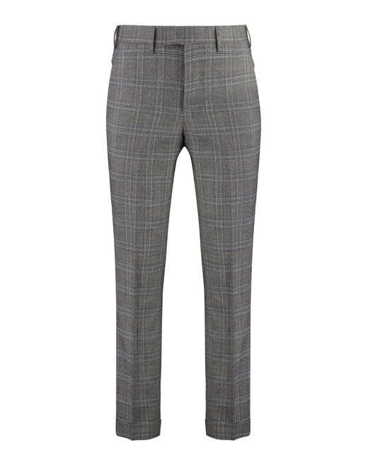 PT01 Gray Virgin Wool Trousers for men