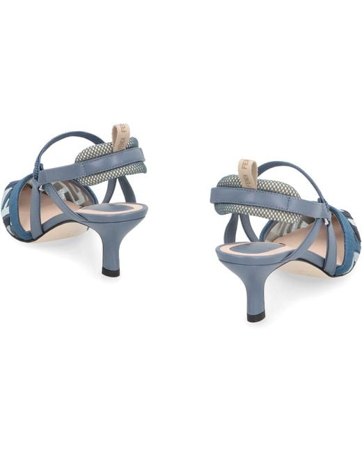 Fendi Blue Colibrì Lite Pointy-Toe Slingbacks