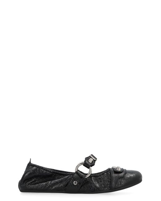 Balenciaga Black City Leather Ballet Flats