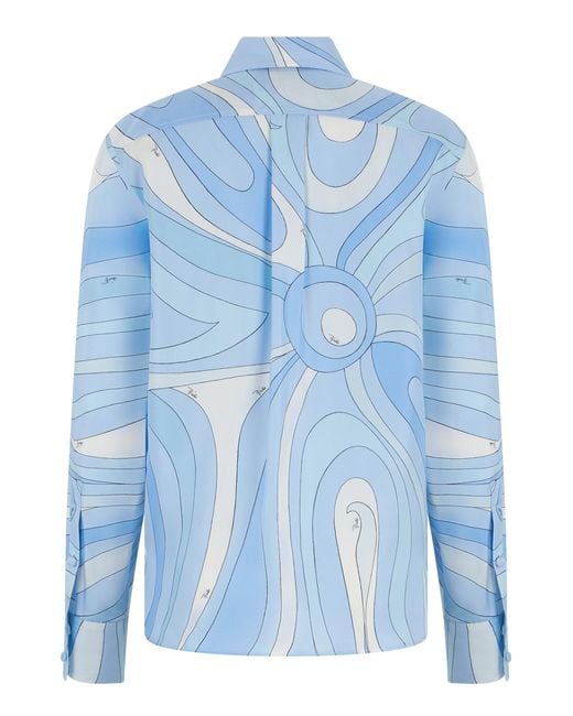 Emilio Pucci Blue Silk Printed Shirt