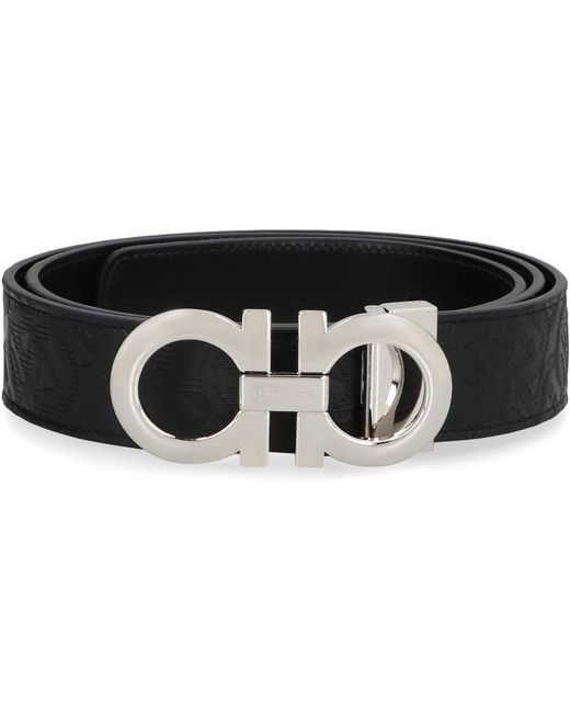 Ferragamo Black Reversible And Adjustable Gancini Belt for men