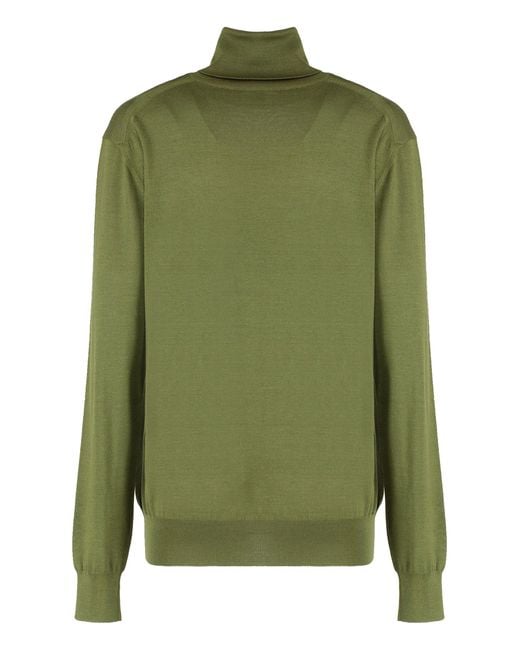 Saint Laurent Green Wool Blend Turtleneck Sweater