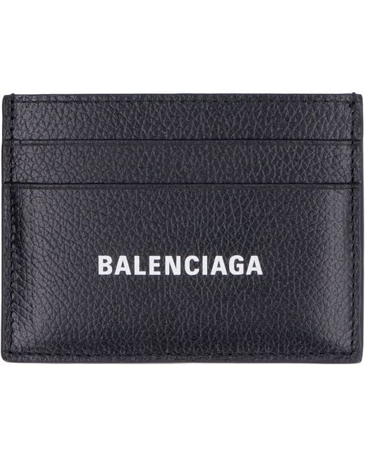 Balenciaga Gray Pebbled Calfskin Card Holder for men