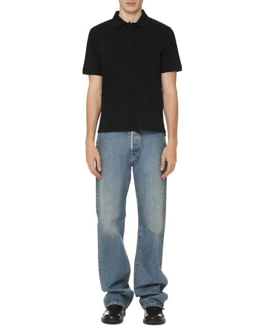 Saint Laurent Black Polo Pique T-Shirt for men