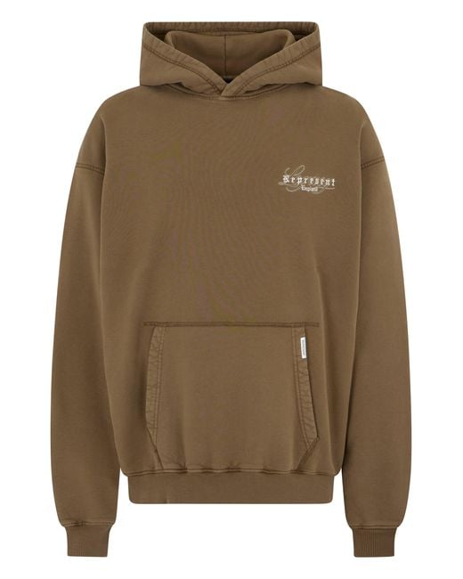 Represent Brown Hoodie With Embroidered Logo for men