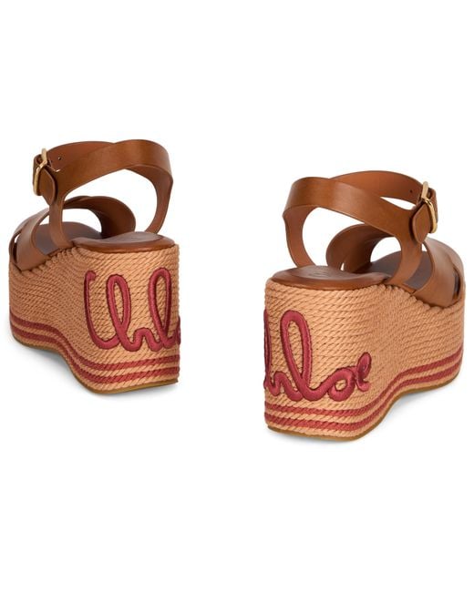 Chloé Brown Wedge Sandal