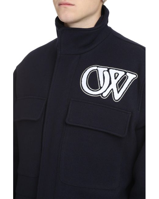 Off-White c/o Virgil Abloh Black Varsity Virgin Wool Jacket for men