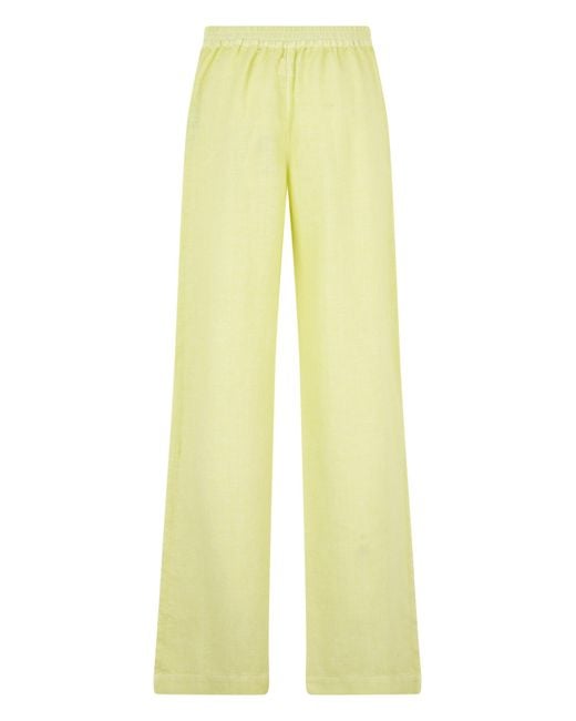 120% Lino Yellow Straight Leg Linen Pants
