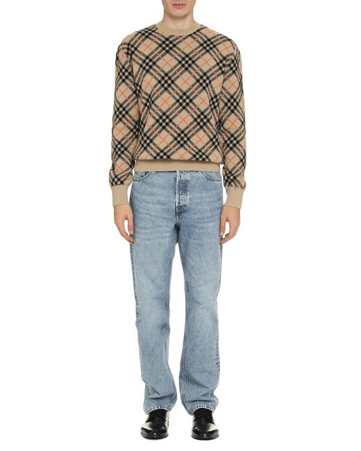 Burberry Natural Crew-Neck Cashmere Sweater for men