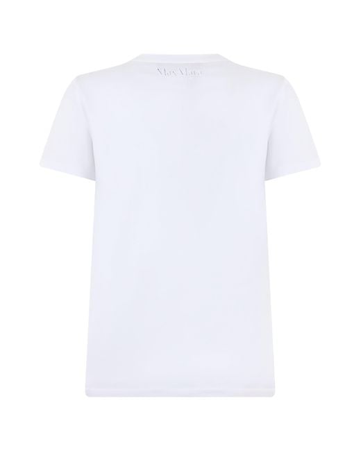 Max Mara White T-Shirt With Floral Applications