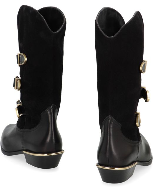 Isabel Marant Black Cowboy Boots 'Mexia'