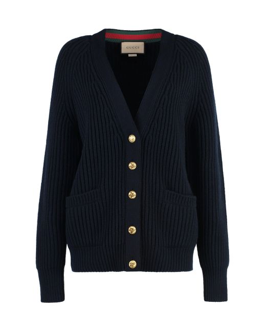 Gucci Blue Wool And Cashmere Cardigan