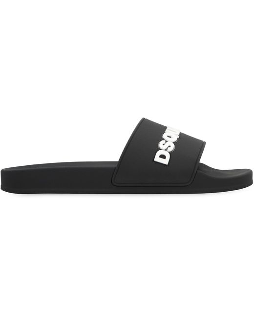Slides in gomma con logo di DSquared² in Black da Uomo