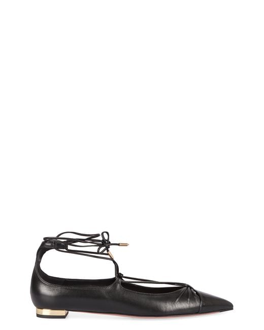 Aquazzura Black Gabi Pointy-Toe Ballet Flats