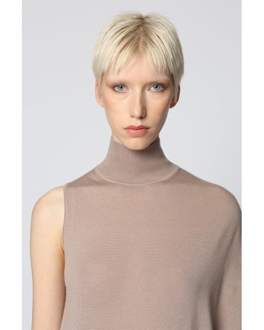 Calvin Klein Natural Sleeveless Turtleneck Sweater