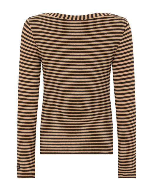 Pinko Brown Long-Sleeved Striped Shirt