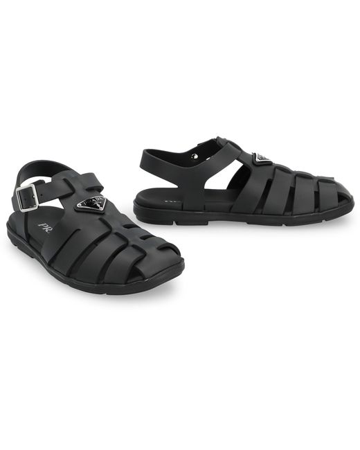 Sandali in gomma di Prada in Black da Uomo