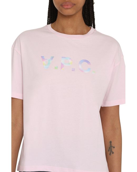 A.P.C. Pink Ana Cotton Crew-Neck T-Shirt