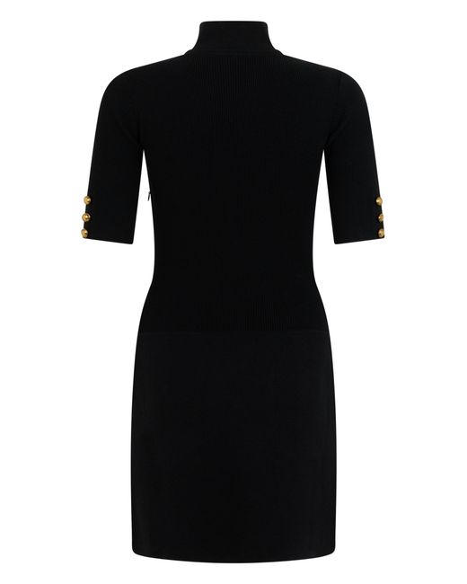 Elisabetta Franchi Black Mini Knit Dress With Removable Scarf