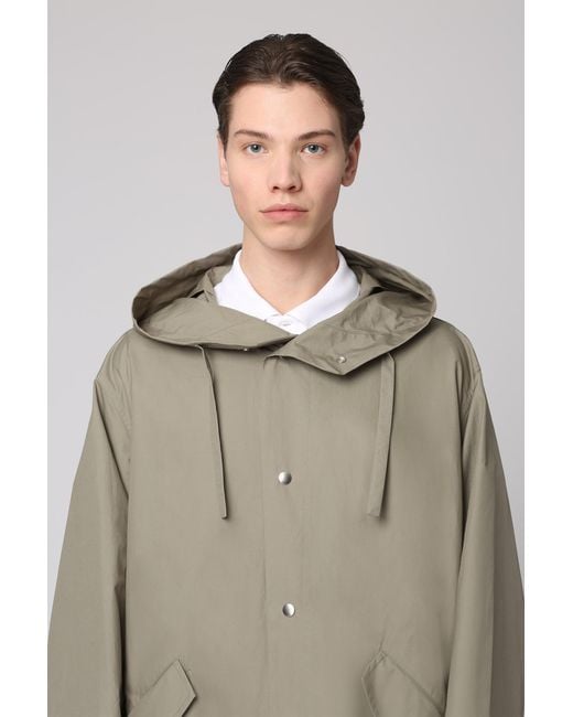 Jil Sander Gray Hooded Cotton Parka for men