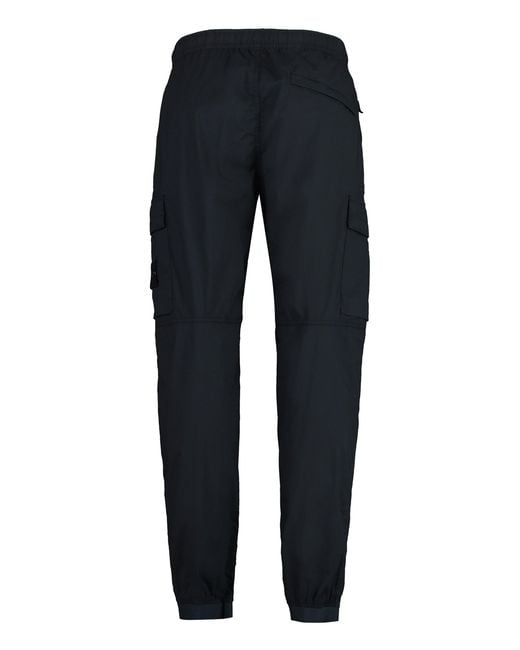 Stone Island Blue Stretch Cotton Trousers for men