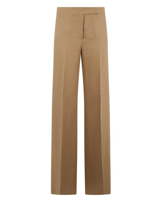 Max Mara Natural Loose Linen Trousers