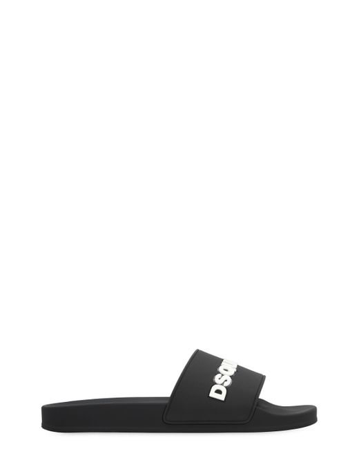 Slides in gomma con logo di DSquared² in Black da Uomo