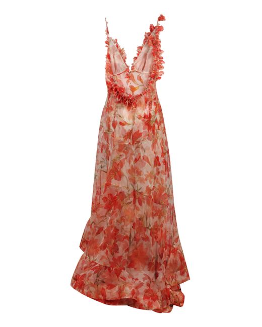 Zimmermann Red Tranquillity Printed Organza Gown