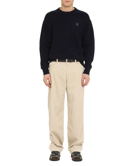 Maison Kitsuné Blue Wool-Blend Crew-Neck Sweater for men