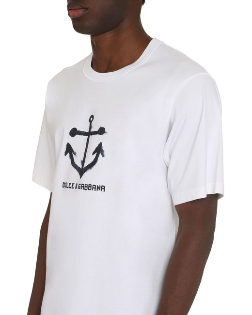 Dolce & Gabbana White Dolce & Gabbana Cotton Crew-Neck T-Shirt for men